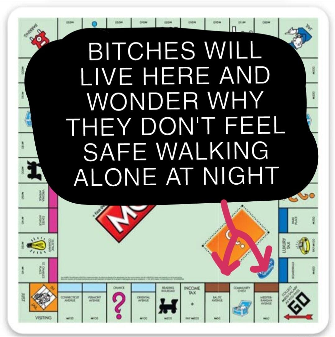 BITCHES WILL LIVE HERE AND WONDER WHY THEY DONT FEEL SAFE WALKING ALONE AT NIGHT v l 1