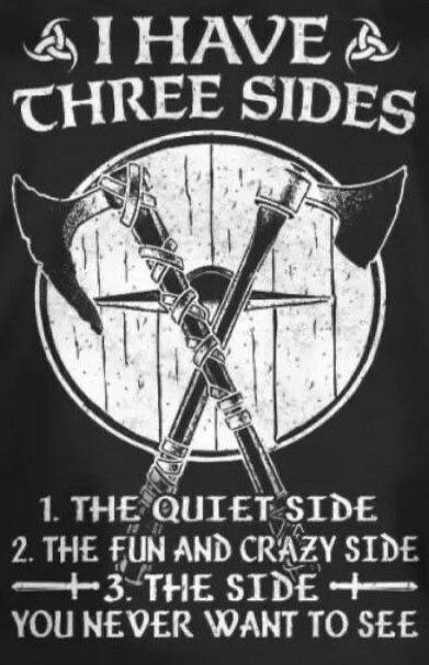 I HAVE THREE SIDES 1. THE QUIET SIDE 2. THE FUN AND CRAZY SIDE 3. THE SIDE YOU NEVER WANT TO SEE