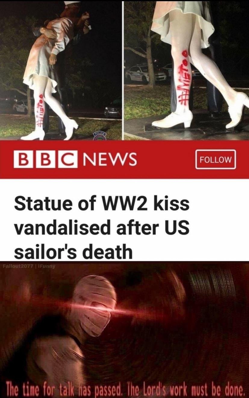 Statue of WW2 kiss vandalised after US sailors death