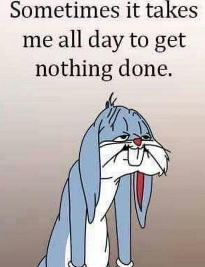 Sometimes it takes me all day to get nothing done.