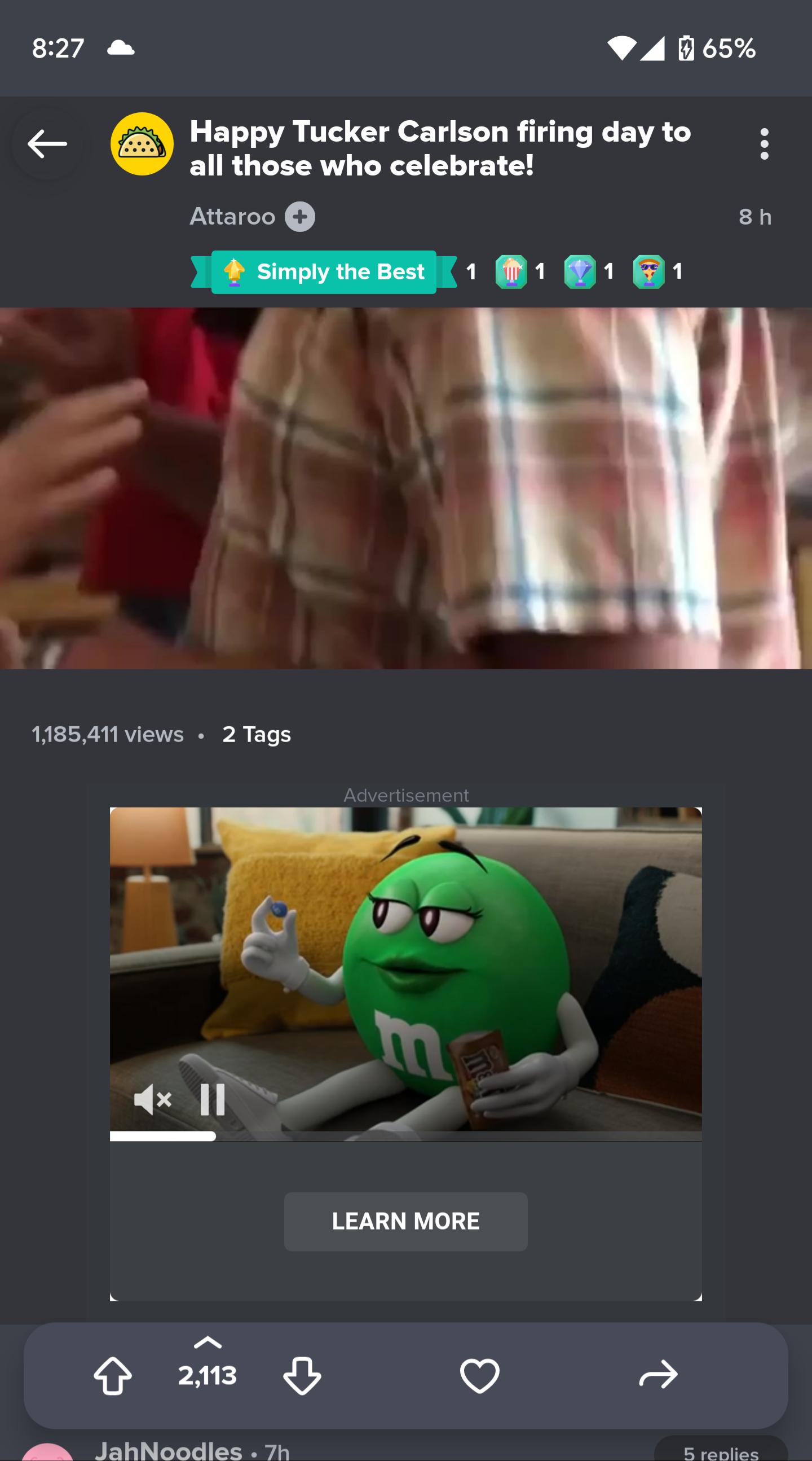 827 P4 065 Happy Tucker Carlson firing day to all those who celebrate Attarco 8n 1185411 views 2 Tags LEARN MORE o o O o R P