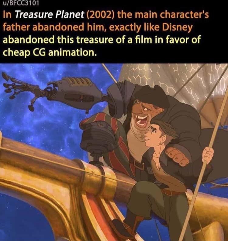 UBFCC3T0T In Treasure Planet 2002 the main characters father abandoned him exactly like Disney ELELLCER RIS EERIER R RGBT cheap CG animation