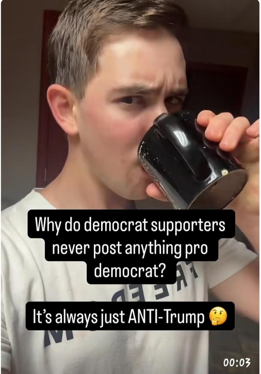 Why do democrat supporters never post anything pro democrat? It's always just ANTI-Trump 🤔