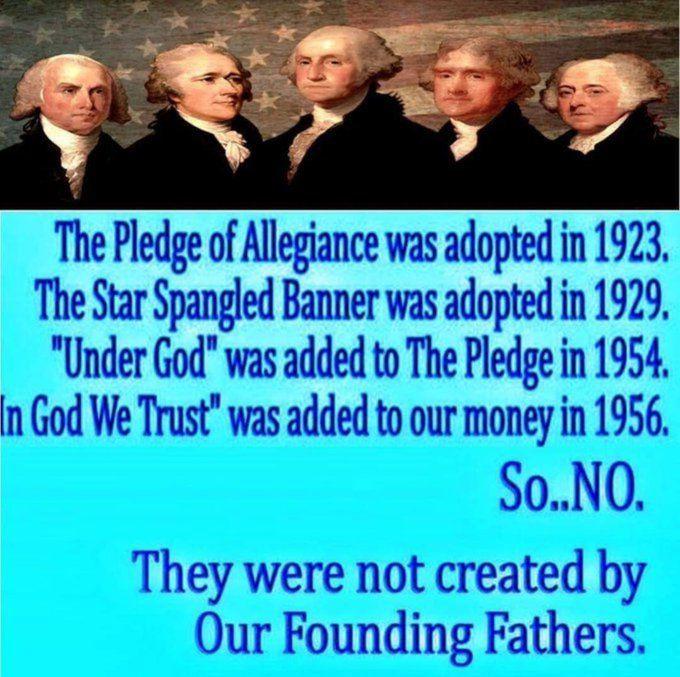 1d Frd mtl flwo The Pledge in 1954 In God We Trust was added to our money in 1956
