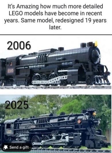 It's Amazing how much more detailed LEGO models have become in recent years. Same model, redesigned 19 years later.

2006

2025