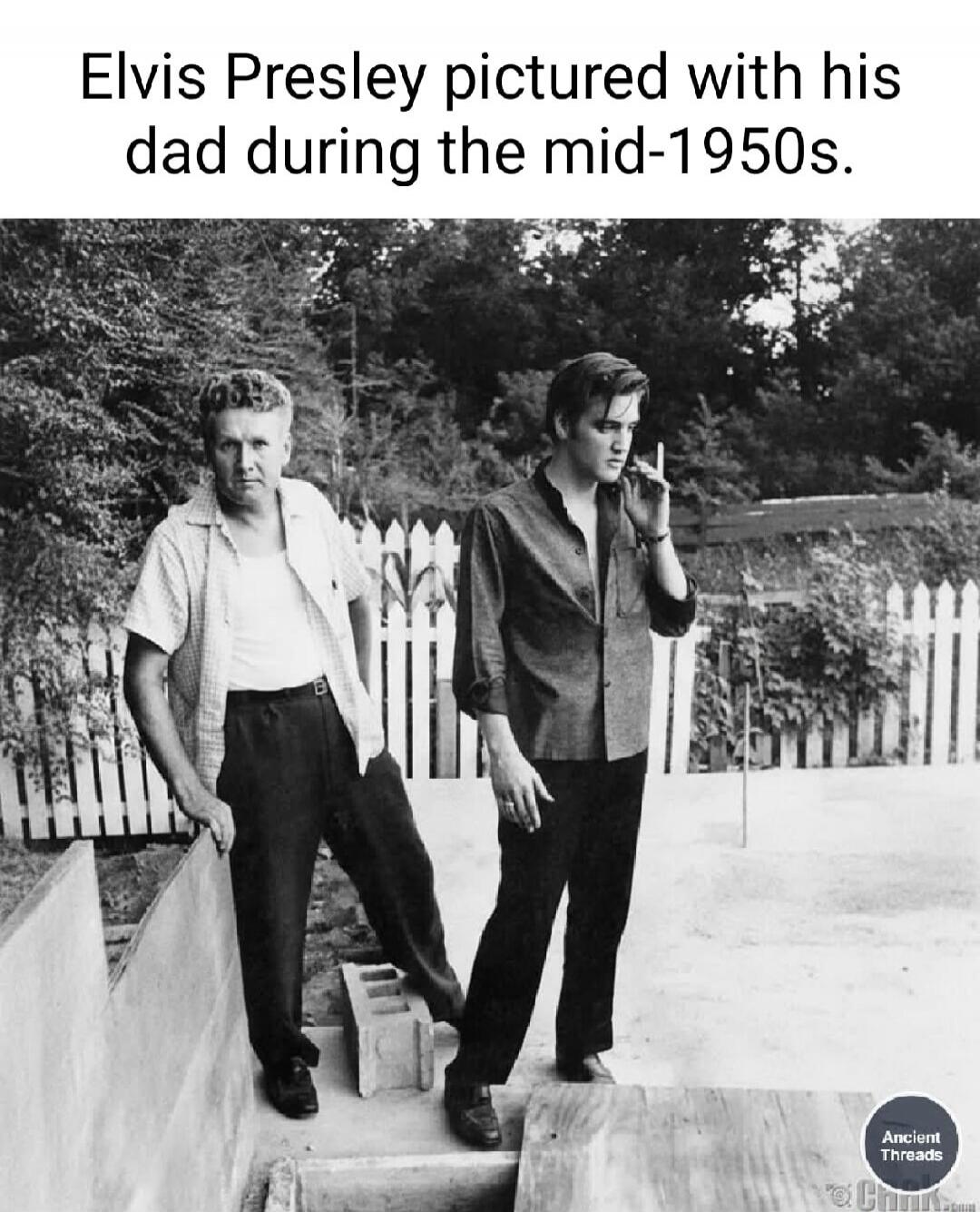 Elvis Presley pictured with his dad during the mid-1950s.