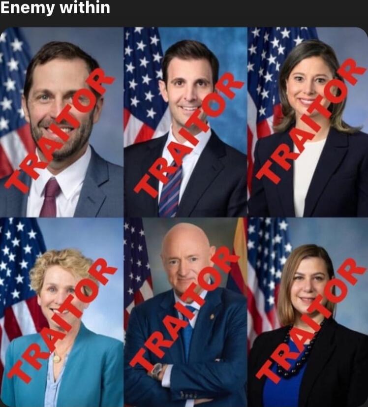 Enemy within
[Six portraits with the word TRAITOR over each image]