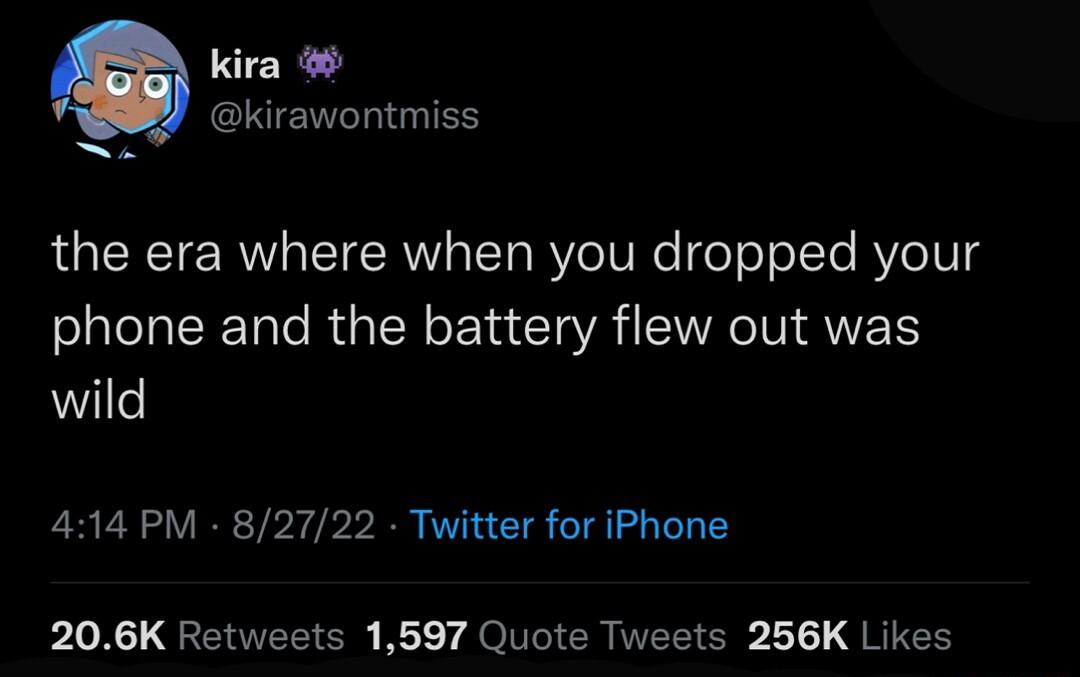 kira CIUENTIIGIES LGN R TR T Vo Ve eT e olTe R e1Vg phone and the battery flew out was wild 414 PM 82722 Twitter for iPhone pLoX QENVELICH K7 QoI ER VLR 1 g RIEN