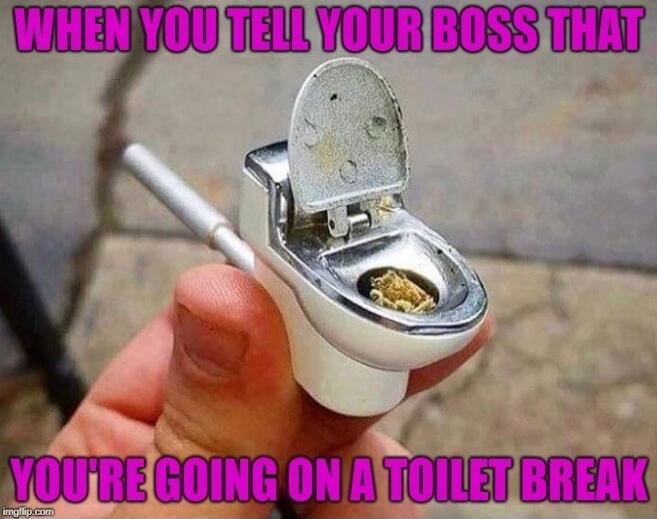 WHEN YOU TELL YOUR BOSS THAT YOU'RE GOING ON A TOILET BREAK