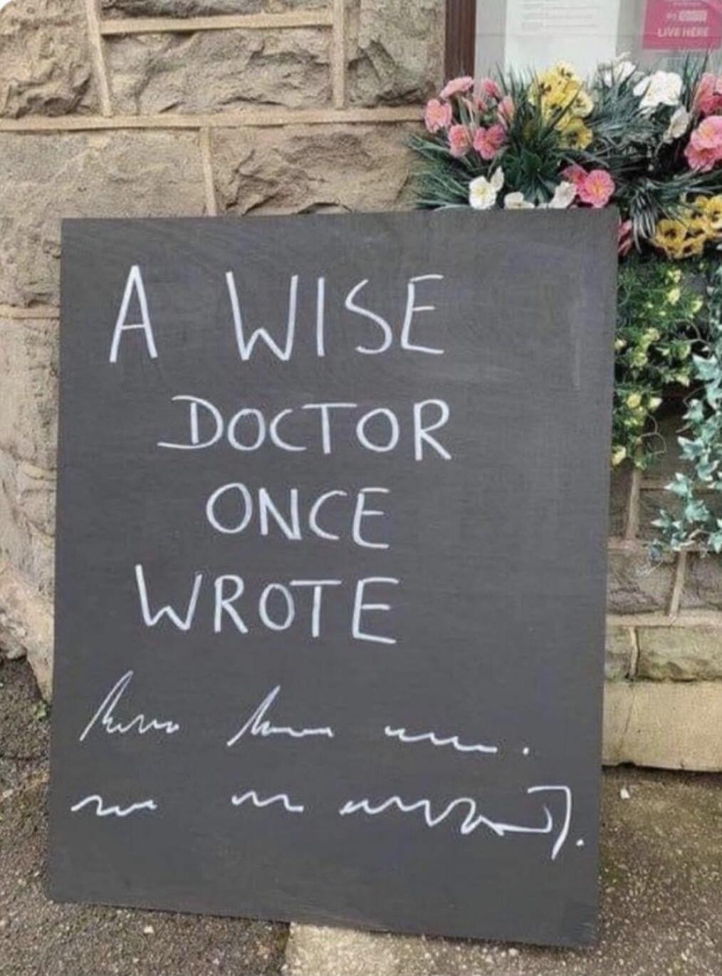 A WISE DOCTOR ONCE WROTE
[illegible cursive handwriting]