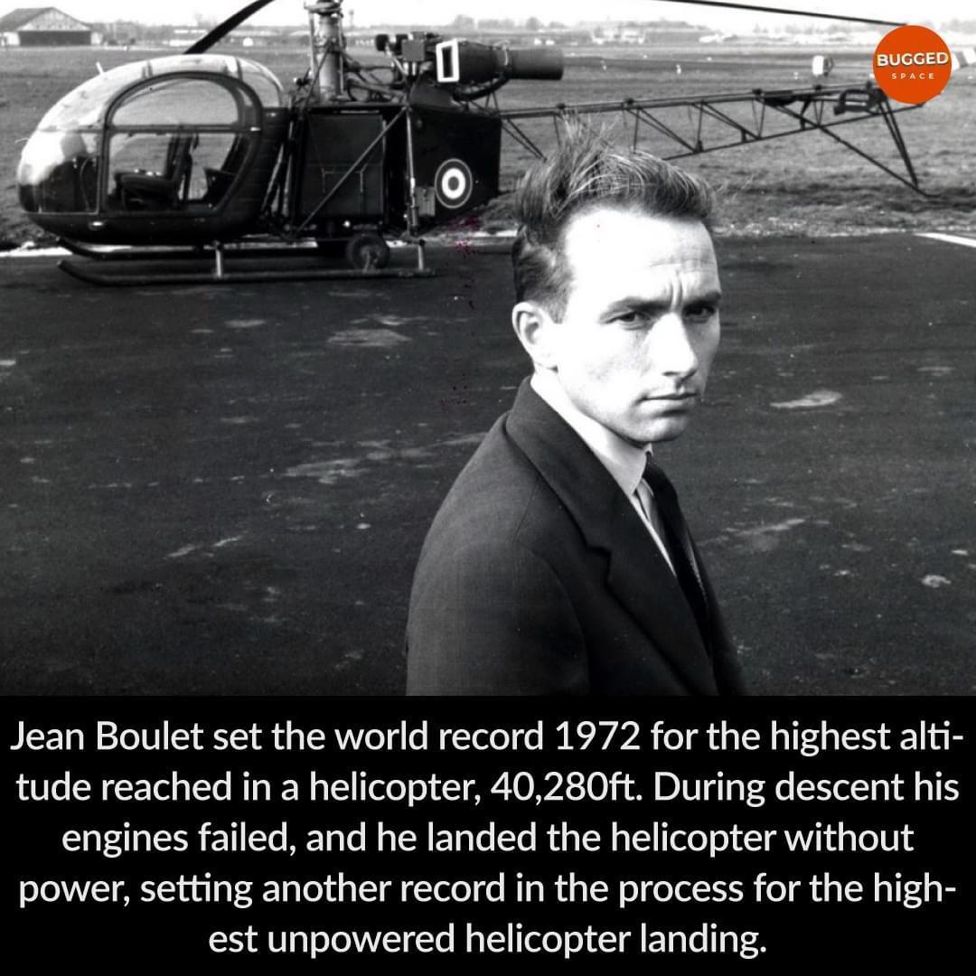 Jean Boulet set the world record 1972 for the highest alti tude reached in a helicopter 40280ft During descent his P oI 1 Ta T To B o TSR T o Ta i o TN o T Tl o CT VWi o101 power setting another record in the process for the high est unpowered helicopter landing