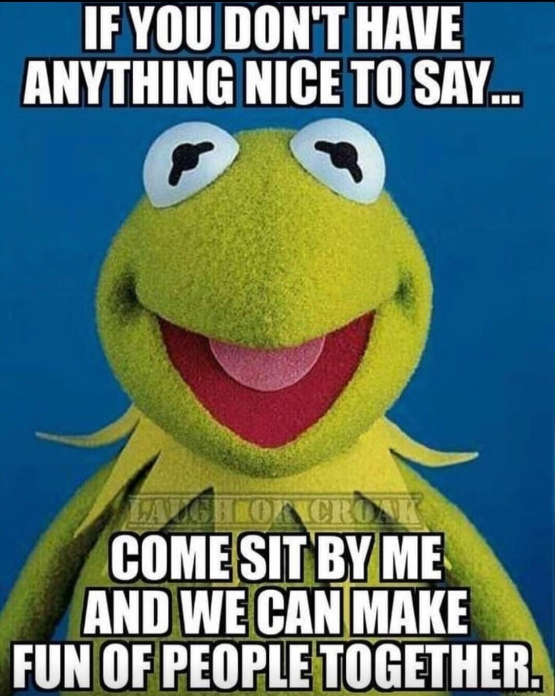 IF YOU DON'T HAVE ANYTHING NICE TO SAY... COME SIT BY ME AND WE CAN MAKE FUN OF PEOPLE TOGETHER.