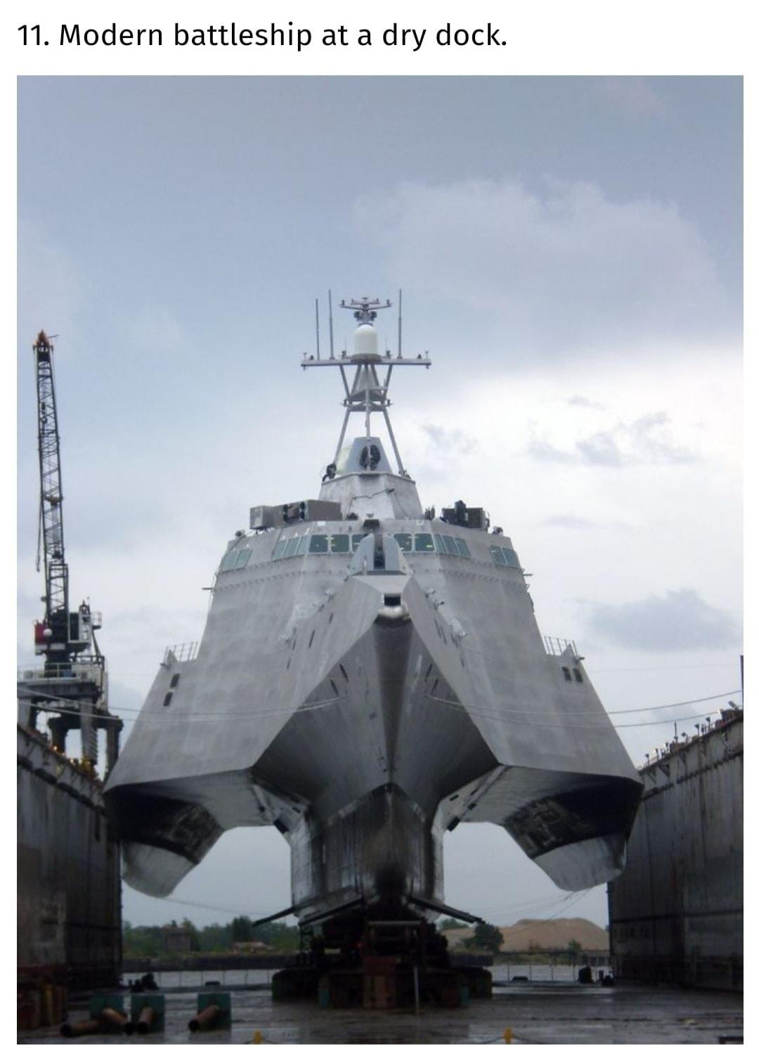 11 Modern battleship at a dry dock