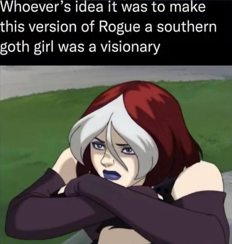 Whoevers idea it was to make this version of Rogue a southern goth girl was a visionary