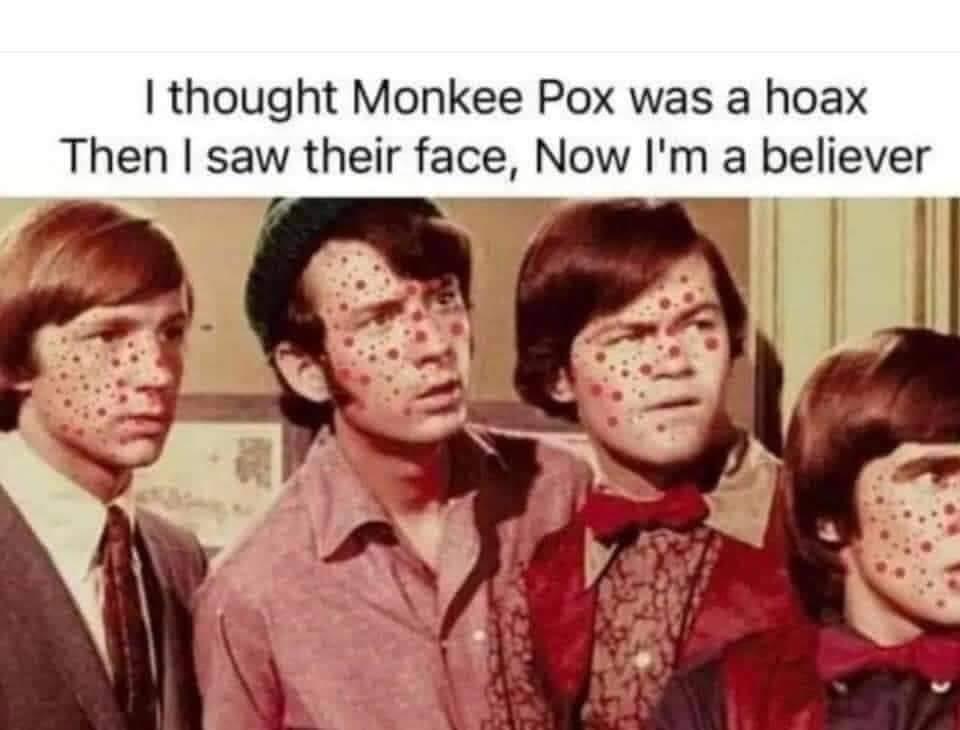 thought Monkee Pox was a hoax Then saw their face Now Im a believer