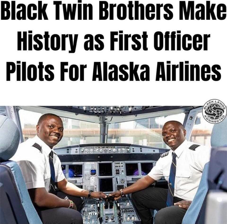 Black Twin Brothers Make History as First Officer Pilots For Alaska Rirlines