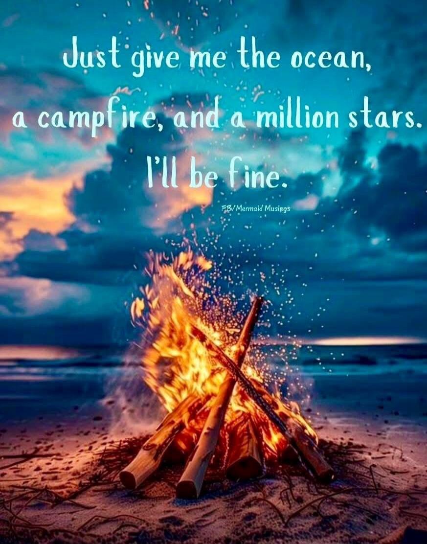 Just give me the ocean, a campfire, and a million stars. I'll be fine. FB/Mermaid Musings