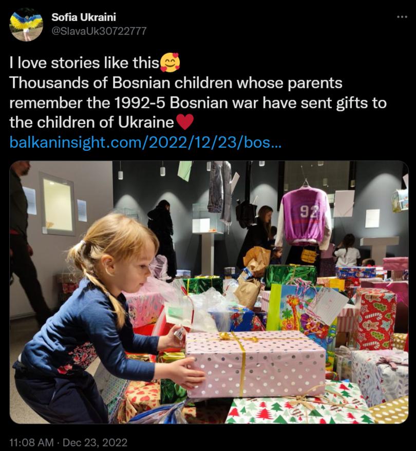 K Sofia Ukraini k 4 2UK3072 1 love stories like this Thousands of Bosnian children whose parents remember the 1992 5 Bosnian war have sent gifts to the children of Ukraine balkaninsightcom20221223bos