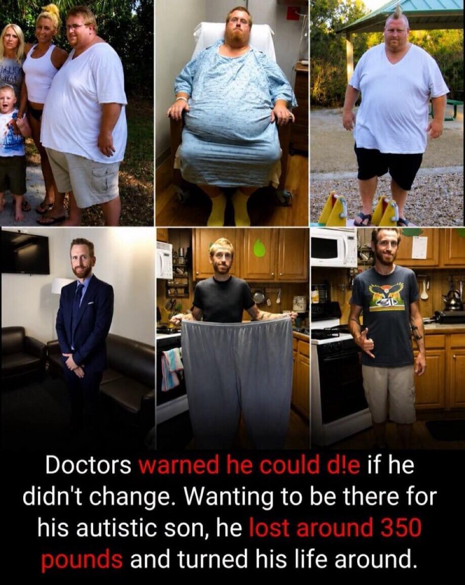 Doctors warned he could d!e if he didn't change. Wanting to be there for his autistic son, he lost around 350 pounds and turned his life around.