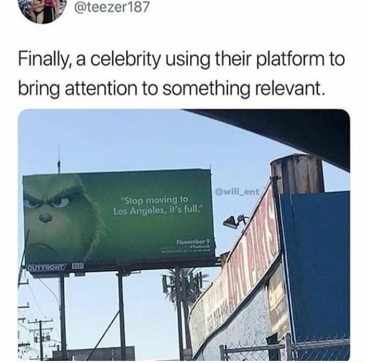 Finally a celebrity using their platform to bring attention to something relevant