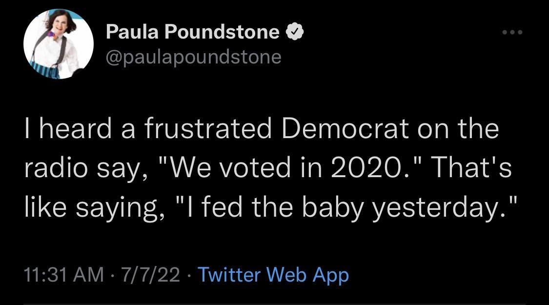 aula Poundstone aulapoundstone EEIC RV Cle iDL Telel R e R Gy 1 radio say We voted in 2020 Thats R B Rl RN E VA CIe EIA 1131 AM 7722 Twitter Web App