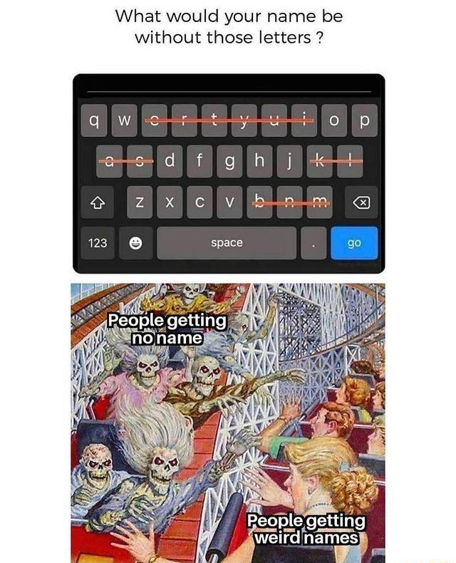 What would your name be without those letters Reoplegetting VN ECIENES