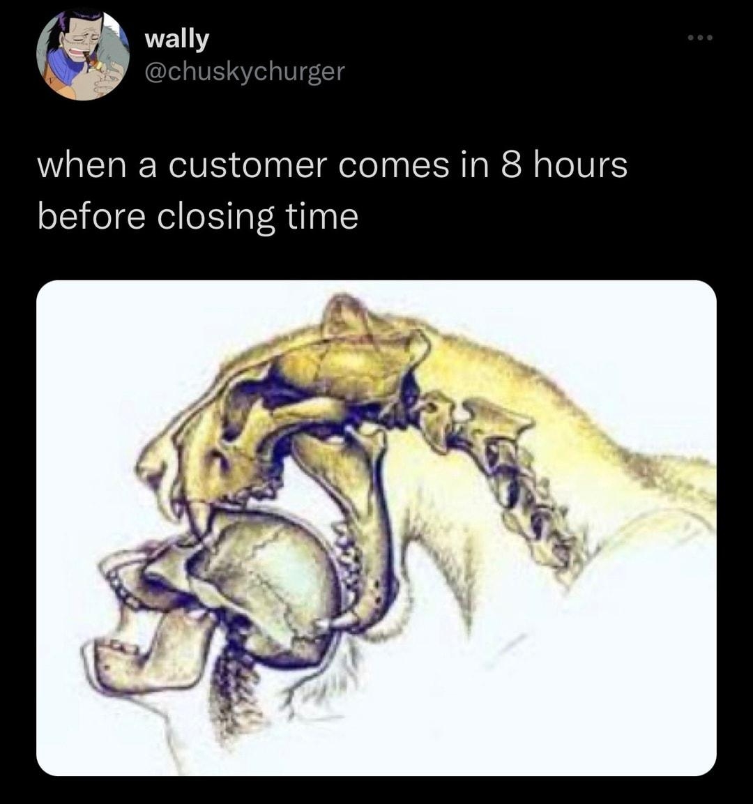 wally when a customer comes in 8 hours before closing time Twitter for iPhone REN 275 Twe 152K