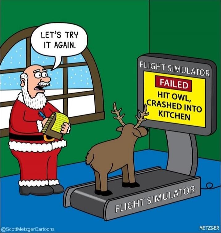 LET'S TRY IT AGAIN. FLIGHT SIMULATOR FAILED HIT OWL, CRASHED INTO KITCHEN FLIGHT SIMULATOR