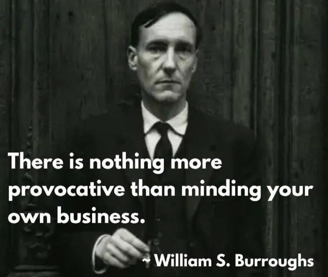 There is nothing more provocative than minding your own business. ~ William S. Burroughs
