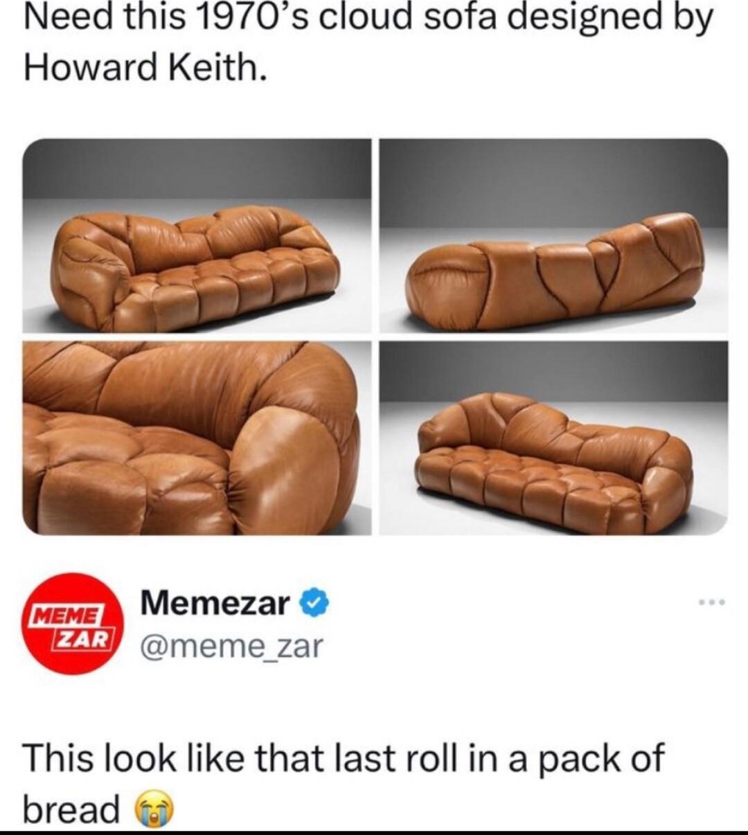 Need this 1970s cloud sofa designed by Howard Keith Memezar meme_zar This look like that last roll in a pack of bread