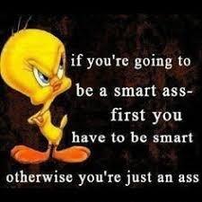 if youre going to be a smart ass first you have to be smart L4 otherwise youre just an ass