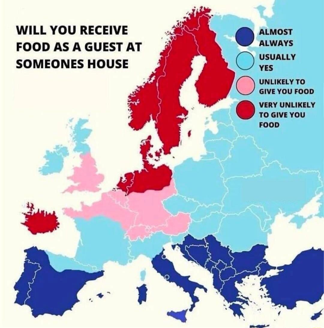 WILL YOU RECEIVE FOOD AS A GUEST AT SOMEONES HOUSE ALmosT ALWAYS USUALLY YEs O UNLIKELY TO GIVEYOU FOOD VERY UNLIKELY 0 GIVE YOU Foop