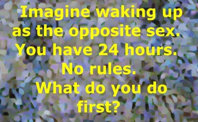 Imagine waking up as the opposite sex. You have 24 hours. No rules. What do you do first?