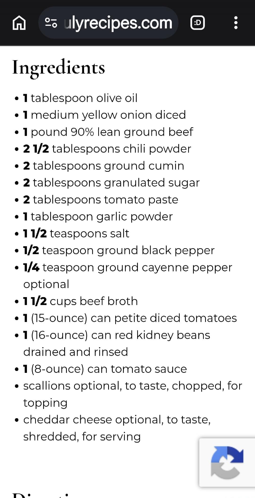 Ingredients
1 tablespoon olive oil
1 medium yellow onion diced
1 pound 90% lean ground beef
2 1/2 tablespoons chili powder
2 tablespoons ground cumin
2 tablespoons granulated sugar
2 tablespoons tomato paste
1 tablespoon garlic powder
1 1/2 teaspoons salt
1/2 teaspoon ground black pepper
1/4 teaspoon ground cayenne pepper optional
1 1/2 cups beef b