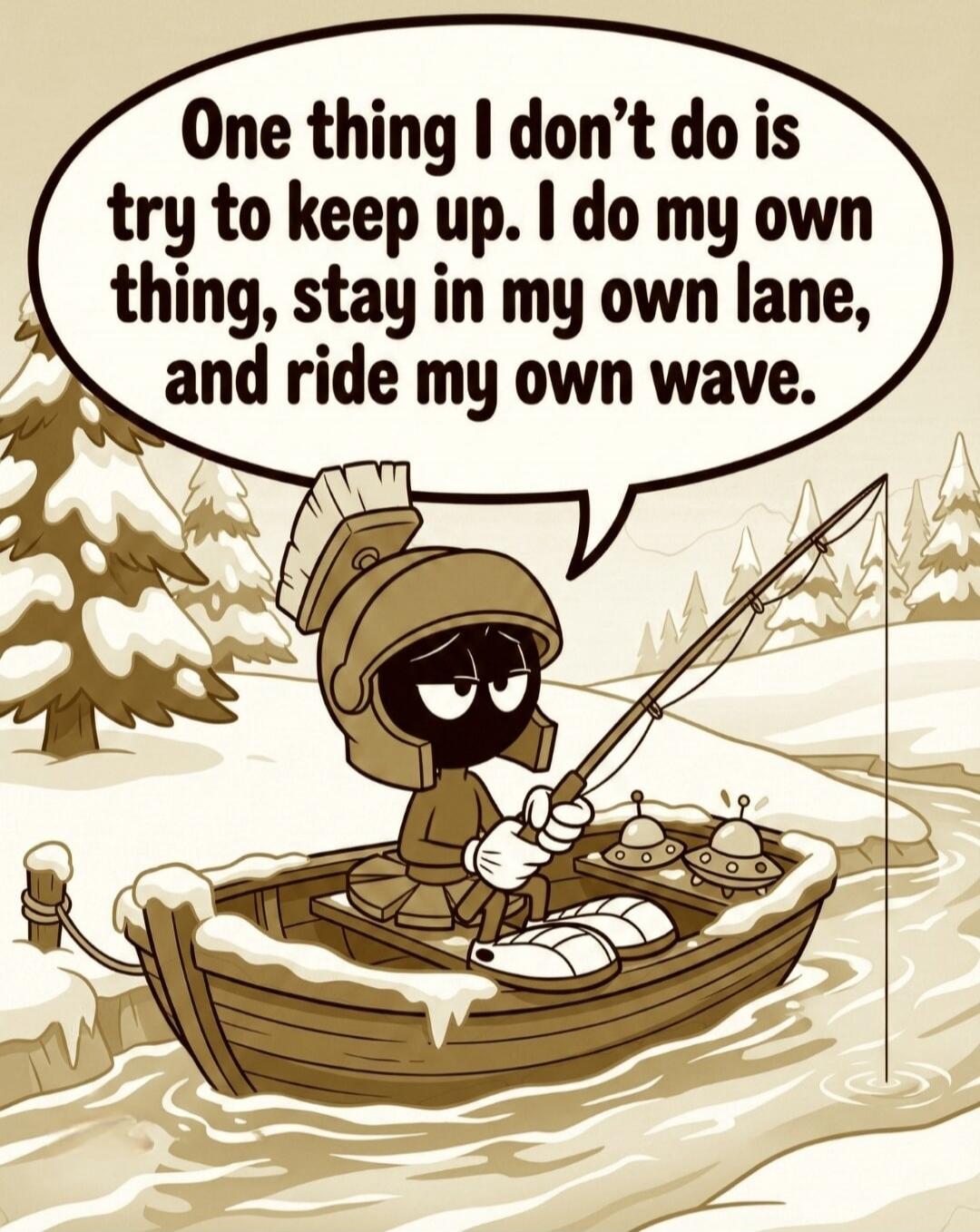 One thing I don’t do is try to keep up. I do my own thing, stay in my own lane, and ride my own wave.