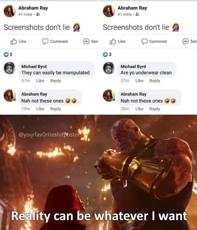 Abraham Ray dont lie ts dontlie MichaelByrd MichaelByrd They can easily be manipulated Are yo underwear clean Abraham Ray Abraham Ray Nah ot these ones Nah not these ones h Regty can be whatever want l