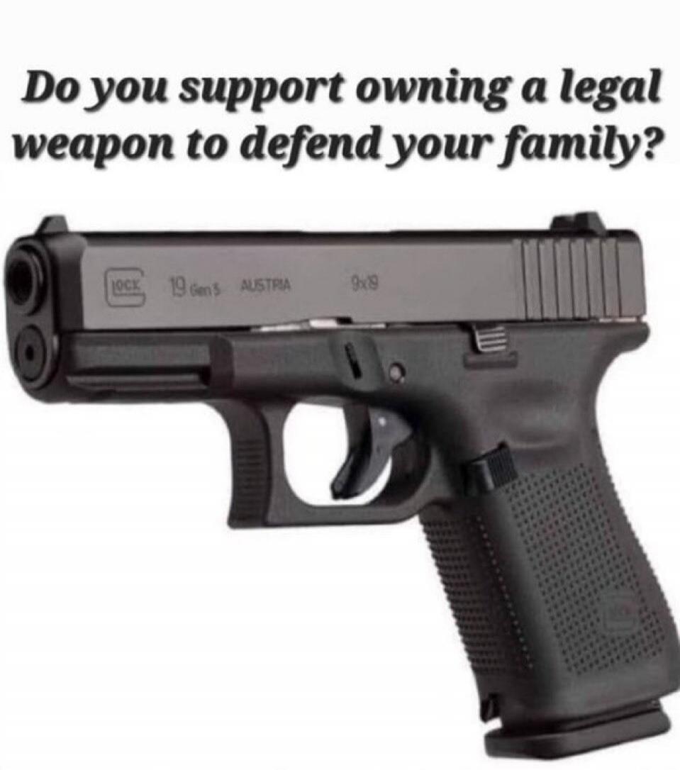 Do you support owning a legal weapon to defend your family?