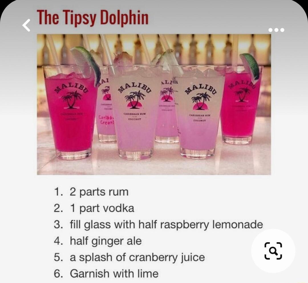 ol o ol o 2 parts rum 1 part vodka fil glass with half raspberry lemonade half ginger ale a splash of cranberry juice Garnish with lime