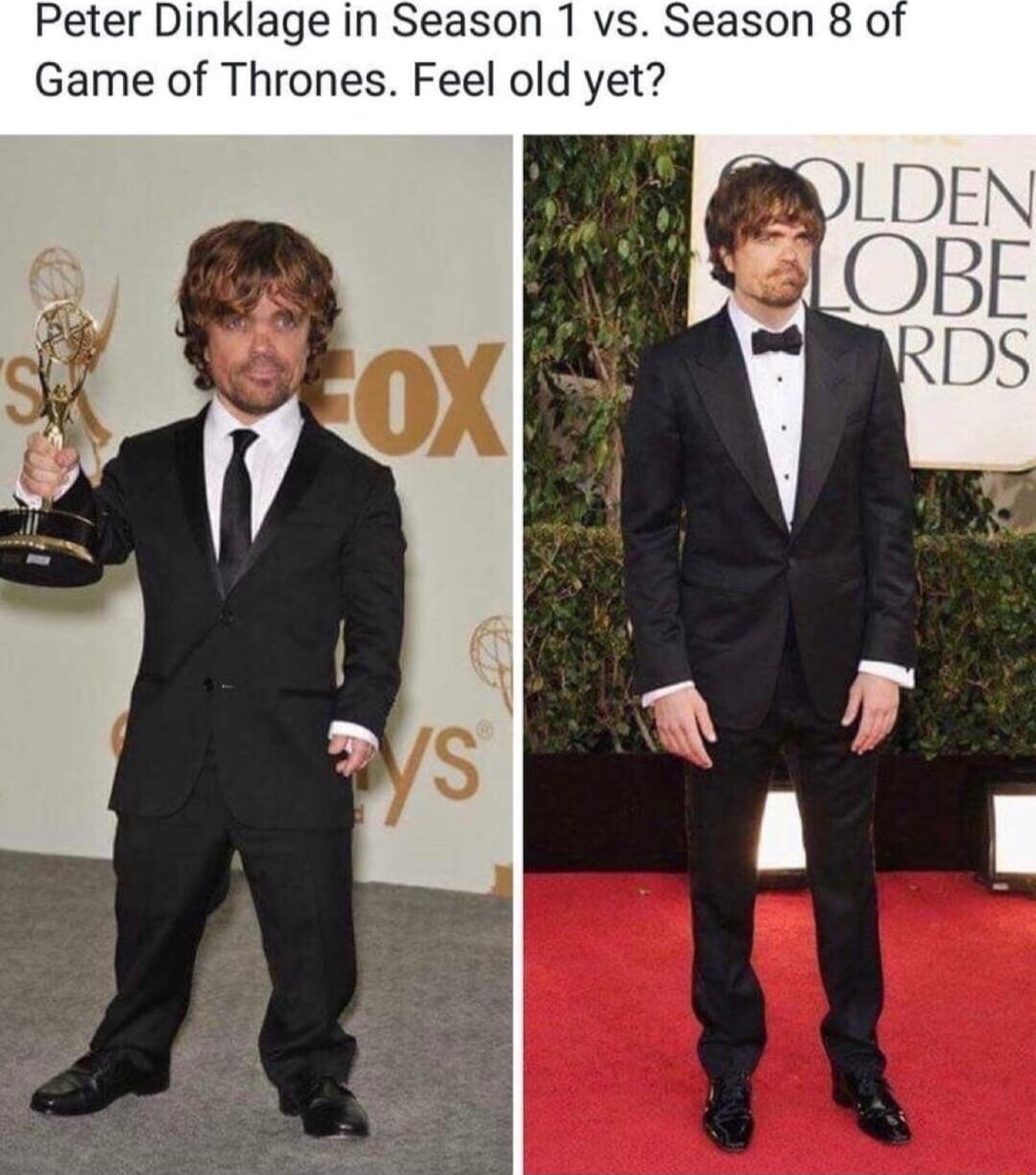 Peter Dinklage in Season 1 vs Season 8 of Game of Thrones Feel old yet