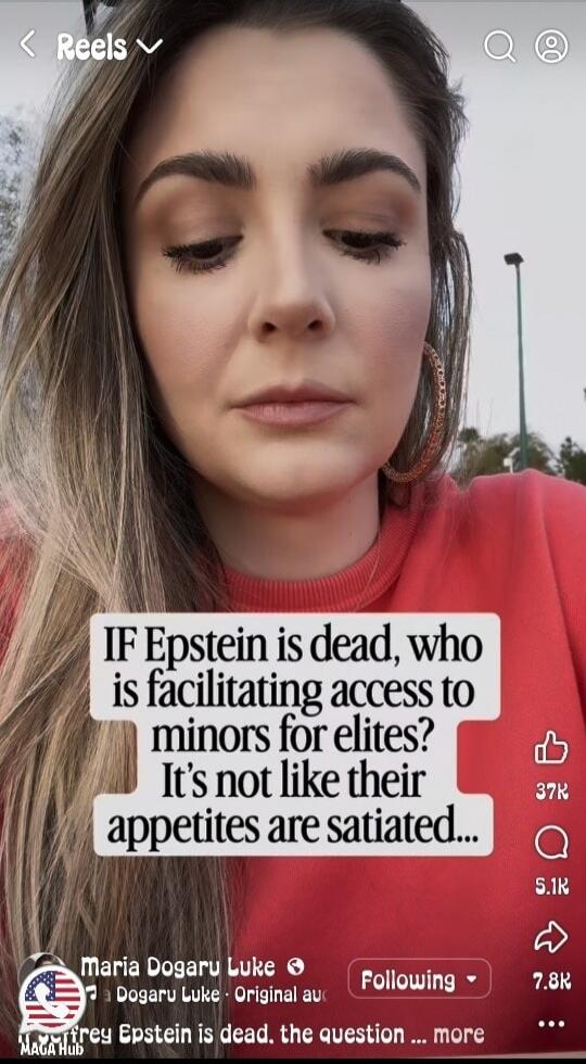 IF Epstein is dead, who is facilitating access to minors for elites? It’s not like their appetites are satiated...