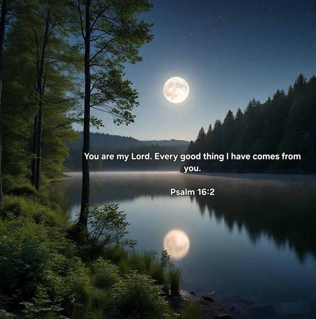 You are my Lord. Every good thing I have comes from you.
Psalm 16:2
