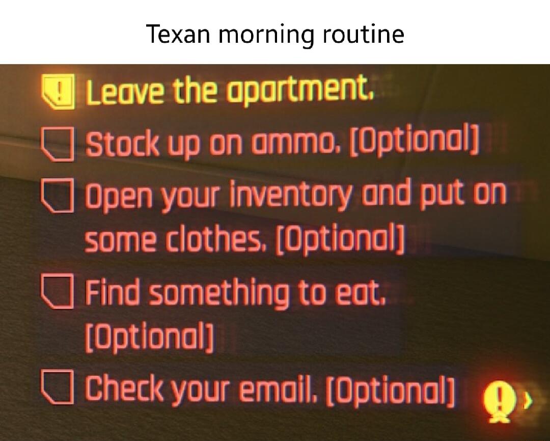 Texan morning routine 8 Leave the opartment