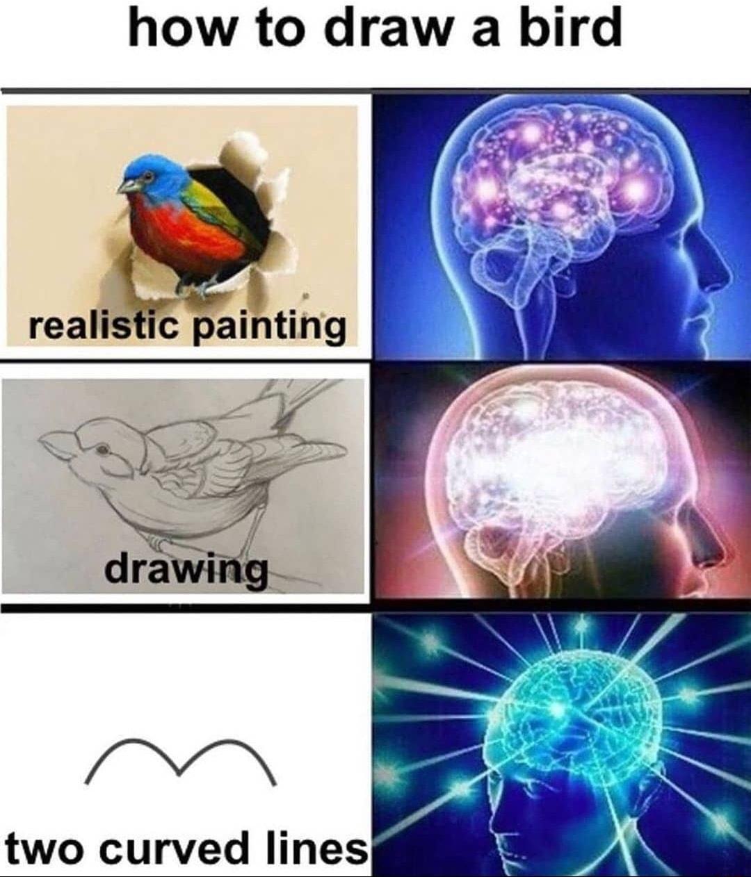 how to draw a bird two curved lines