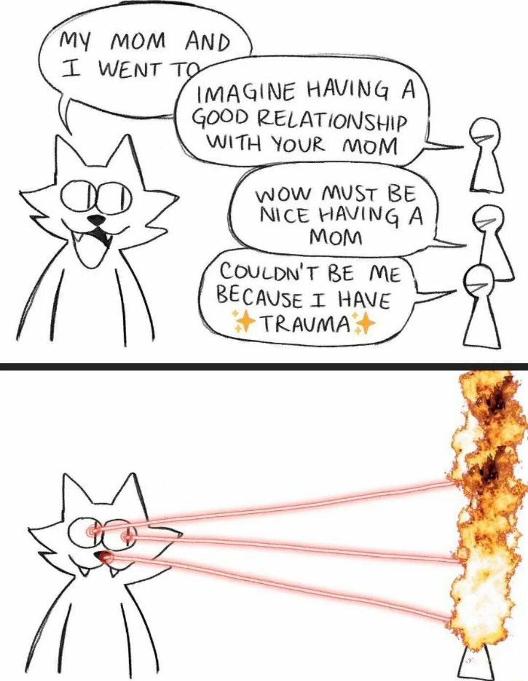 My mom AND i WENT T i IMAGINE HAVING A WOW MUST BE NICE HAVING A Mom COULDNT BE ME BECAUSE T HAVE A TRAUMA