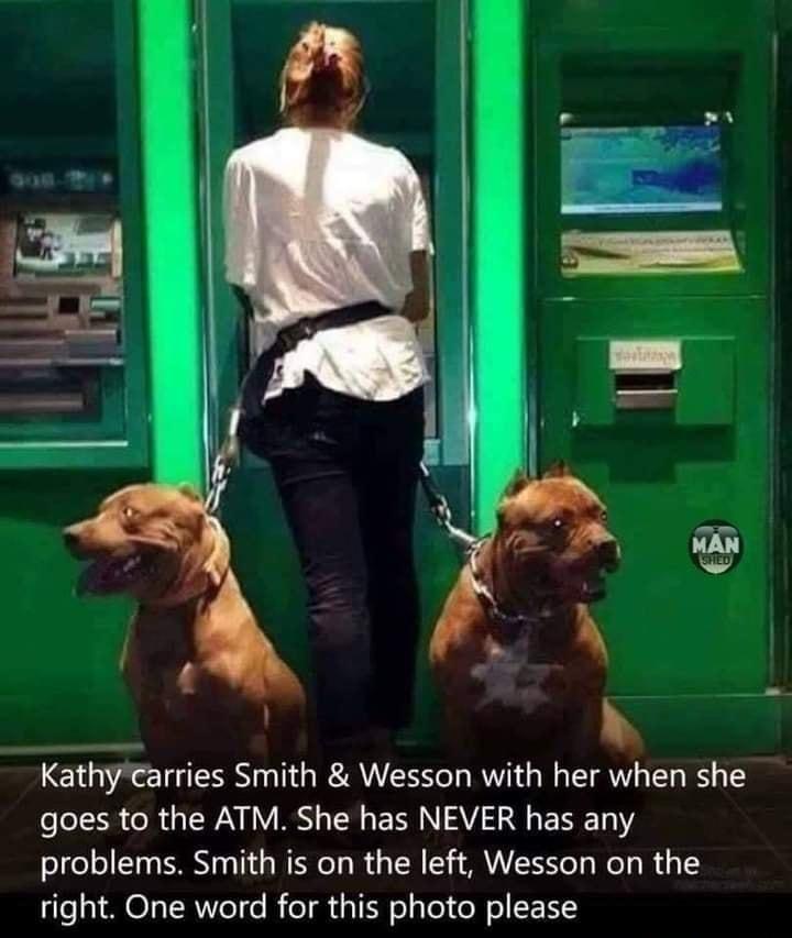 L Kathyarries Smith Wesson with her when she foolSIR o R a AV I I TN E NI AV GG ST problems Smith is on the left Wesson on the right One word for this photo please