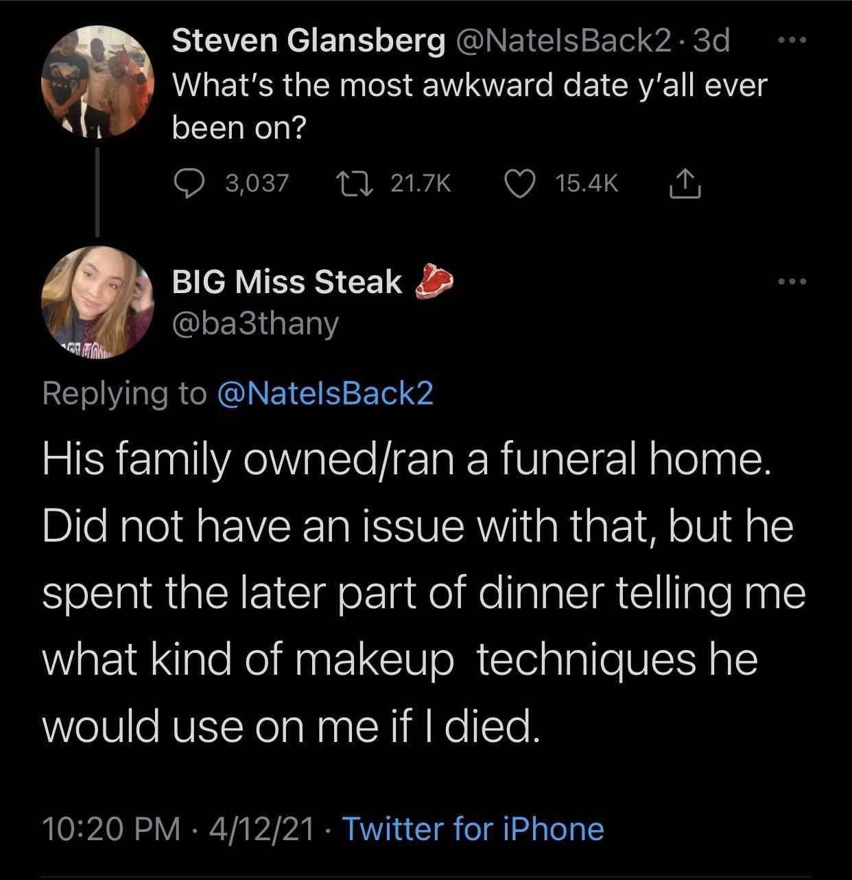 S V1 NI ET TS o RN SFoTol 20N To IENEE M YR R g e e e Y SRVAET AT Wy been on O 3037 11 217k Q 154Kk N BIG Miss Steak QL W ba3thany RETO Wl le RN CUNE IS 27 o 92 ISREINA Y EloliIal RiVlalsIrNaleagl Did not have an issue with that but he SR EIEICIg o aqe NellalatsIt TaleNagls what kind of makeup techniques he WelUe RVEINelaNanlsRilNelsloN 1020 PM 41221 Twitter for iPhone