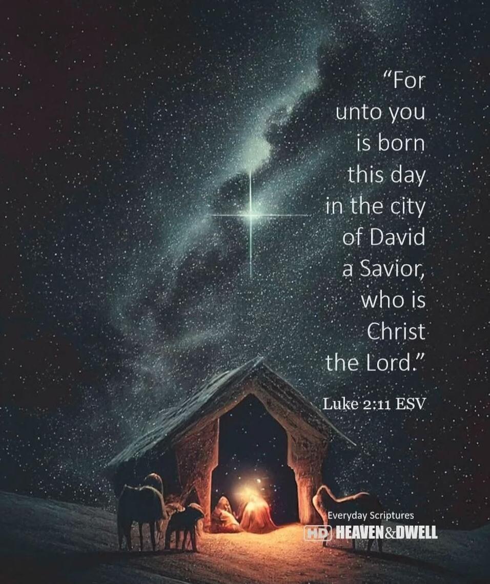 “For unto you is born this day in the city of David a Savior, who is Christ the Lord.” Luke 2:11 ESV