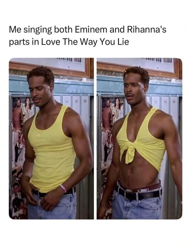 Me singing both Eminem and Rihanna's parts in Love The Way You Lie