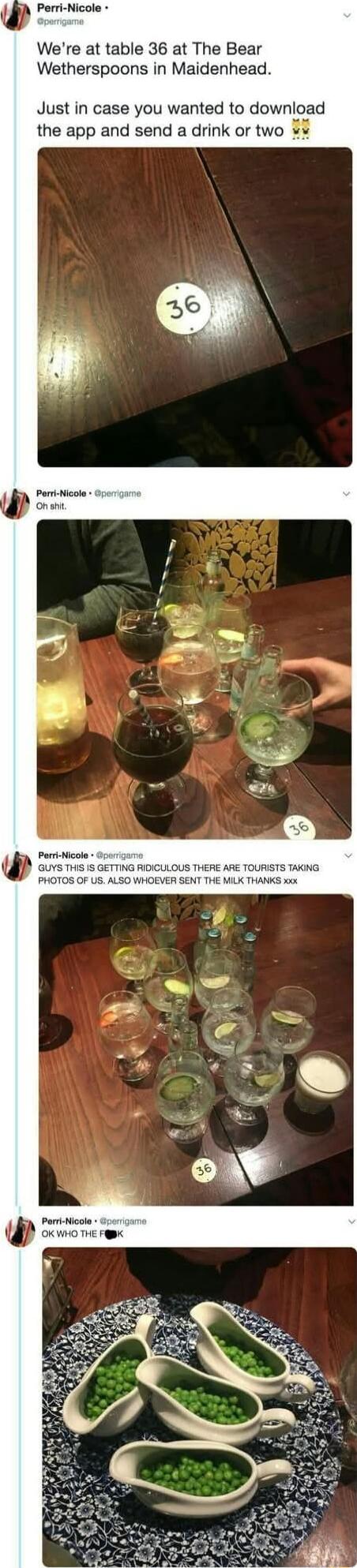 Perri Nicol Were at table 36 at The Bear Wetherspoons in Maidenhead Just in case you wanted to download the app and send a drink or two W Porri Nicole O shit Pami icole Gperng OKWHO THE FgIK