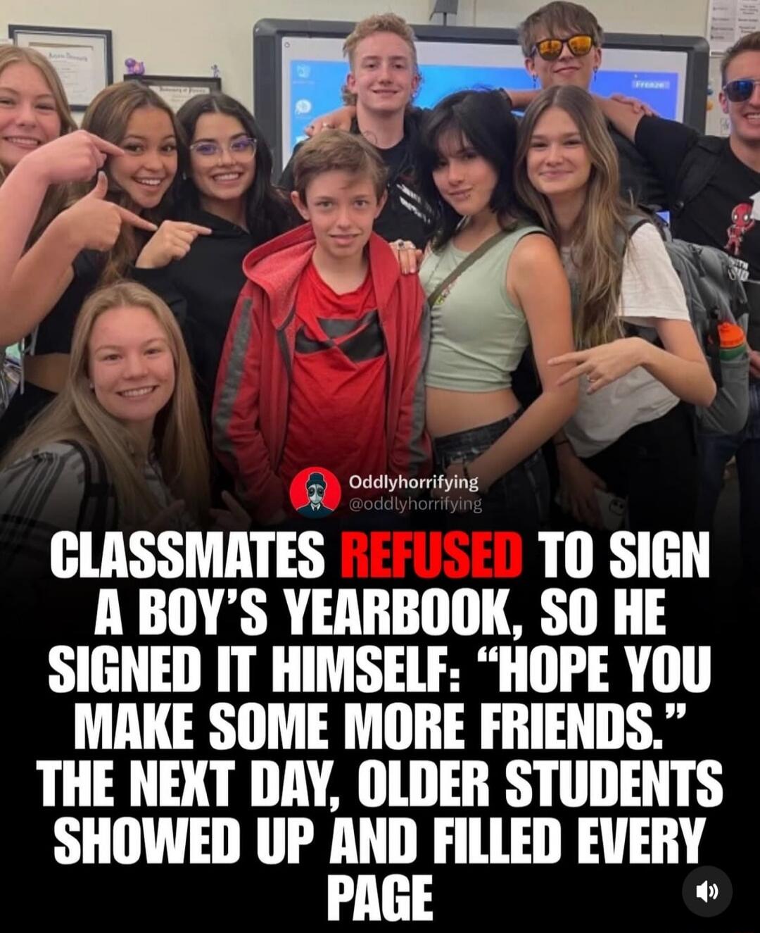 CLASSMATES REFUSED TO SIGN A BOY'S YEARBOOK, SO HE SIGNED IT HIMSELF: 